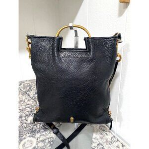 Thacker Leather Side Zipper Crossbody Bag in Black